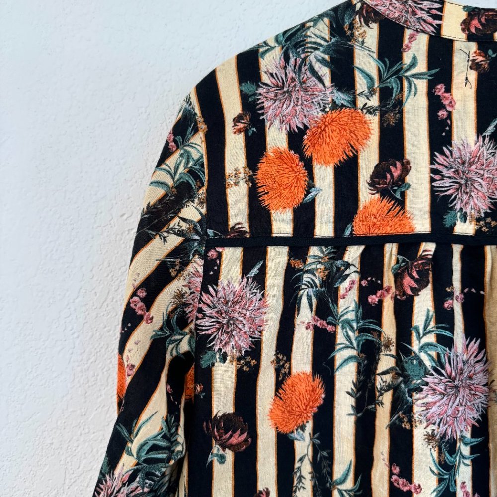 Anthropologie Striped Floral Women's Button Up Shirt Size XS - Picture 5 of 5